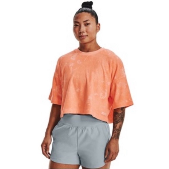 Women’s Under Armour Journey Terry Cloth Short Sleeve Cropped‎ Workout Tee - Picture 1 of 9